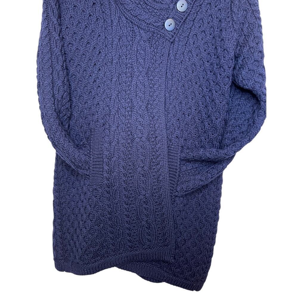 Aran Crafts 100% Merino Wool Cable Knit Coatigan In Navy Blue Women’s Large — image 3 of 8
